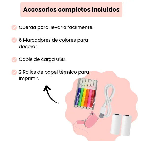 Cámara Con Impresora Incorporada Infantil Y Juegos Recargable Para Niñas Y Niños