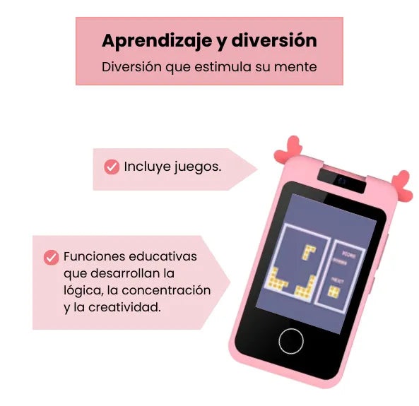 Celular Inteligente Para Niñas Y Niños Con Pantalla Táctil, Juegos Didácticos, Música y Fotos 48MP