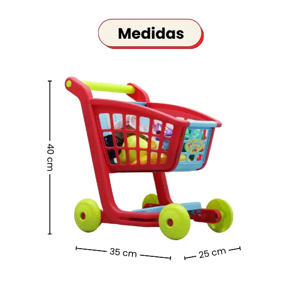 Carrito Supermercado Infantil Con Frutas Y Verduras De Juguete Para Niñas Y Niños