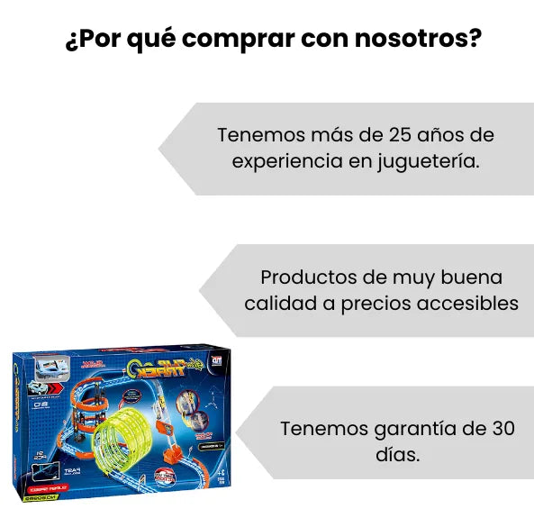 Pista de Carreras Giros Con Luces LED Incluye 91 Piezas Con Carro Recargable