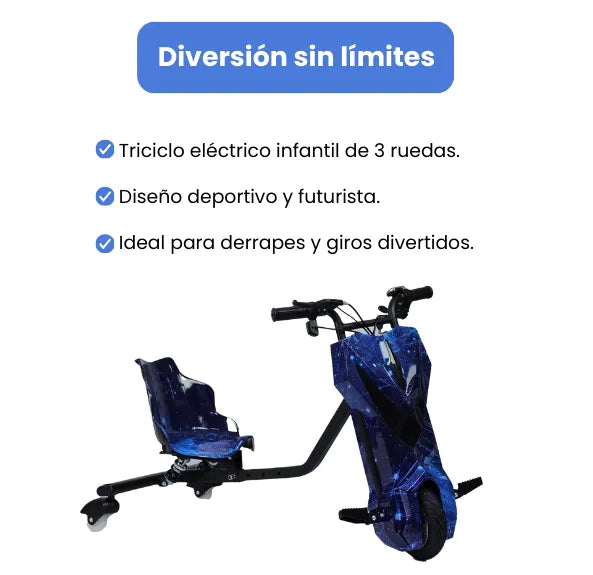 Triciclo Eléctrico Infantil 3 Ruedas con Luces LED, Bluetooth y Velocidades Ajustables