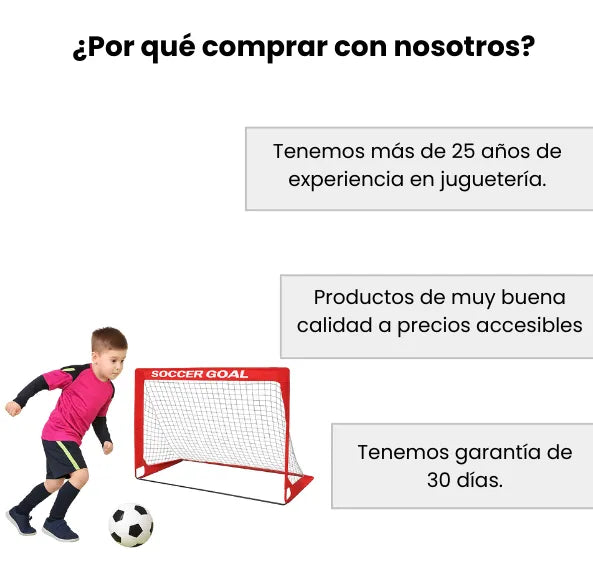 Set de Cancha Grande de Fútbol Infantil con Balón e Inflador Potería para Niños