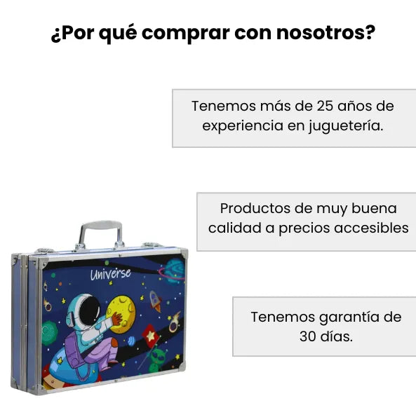 Set De Arte Maletín Por 145 Piezas Metálico Para Niños Incluye Crayones Pinturas Acuarelas