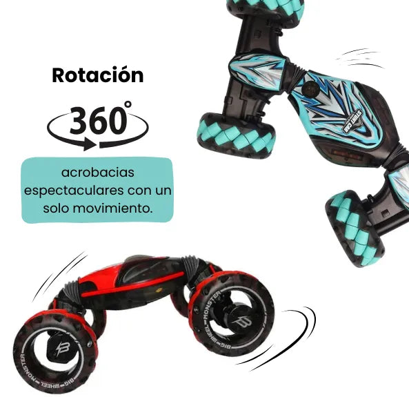 Carro RC Reloj 360° Todoterreno con Efecto Humo, Control Remoto Y Pulsera por Gestos