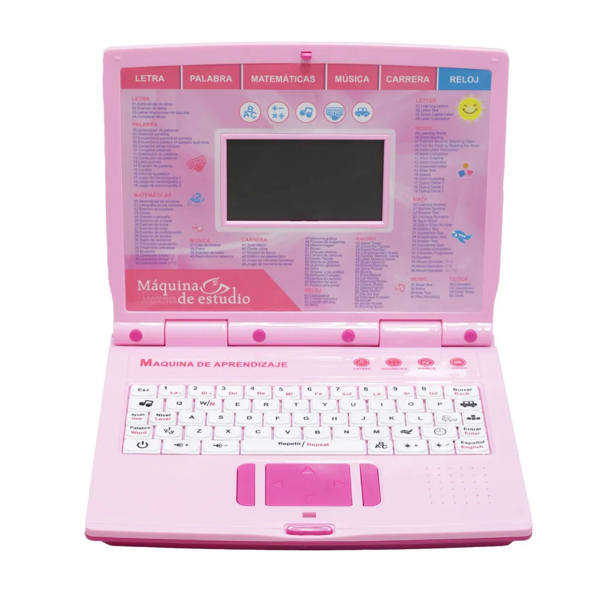 Computador Didactico Juguete Con 130 Funciones De Niña Rosado
