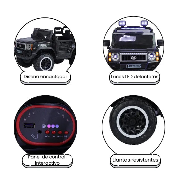 Montable 4x4 Eléctrica Infantil Con Luces, Música, Bluetooth y Control Remoto