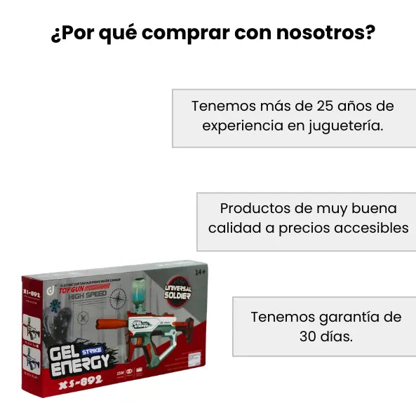 Lanzador Hidrogel Mediano Automático Recargable Alcance 15m con Accesorios