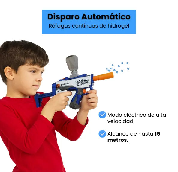 Lanzador Hidrogel Mediano Automático Recargable Alcance 15m con Accesorios