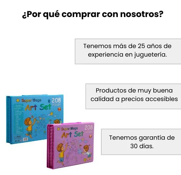 Set de Arte 208 Piezas Maletín Incluye Colores, Marcadores, Crayones y Acuarelas para Niños y Niñas
