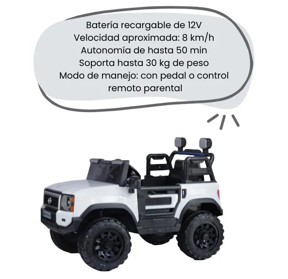 Montable 4x4 Eléctrica Infantil Con Luces, Música, Bluetooth y Control Remoto