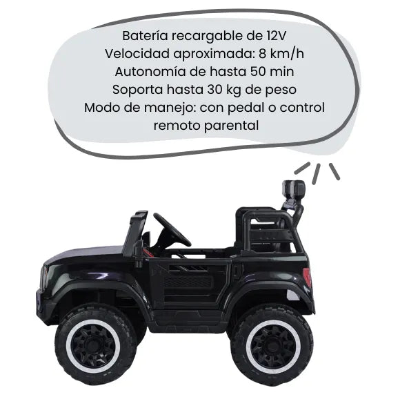 Montable 4x4 Eléctrica Infantil Con Luces, Música, Bluetooth y Control Remoto