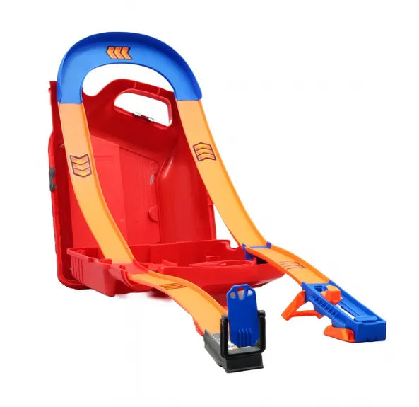 Pista de Carros Maletín Galón de Gasolina Infantil 2 en 1 Incluye 6 Carros Metálicos