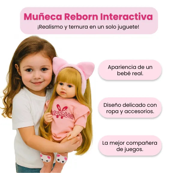 Muñeca Reborn Bebé Realista con Funciones Interactivas Habla, Llora y Ronca Mas Accesorios