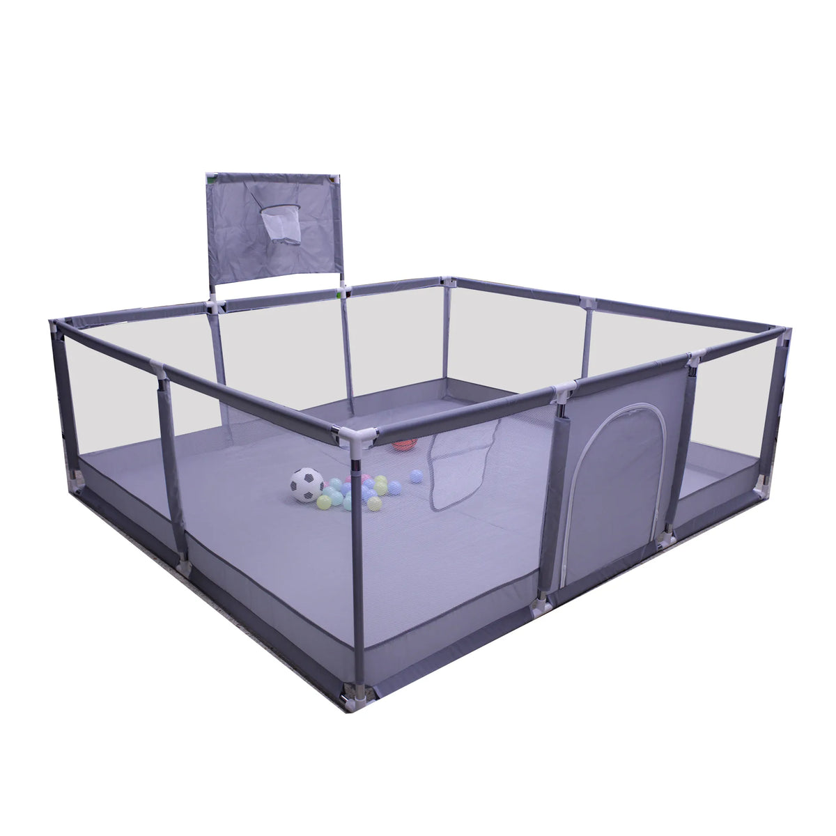 Parque Infantil Grande con Canasta y Pelotas Corral de Juegos para Bebés Portátil Plegable