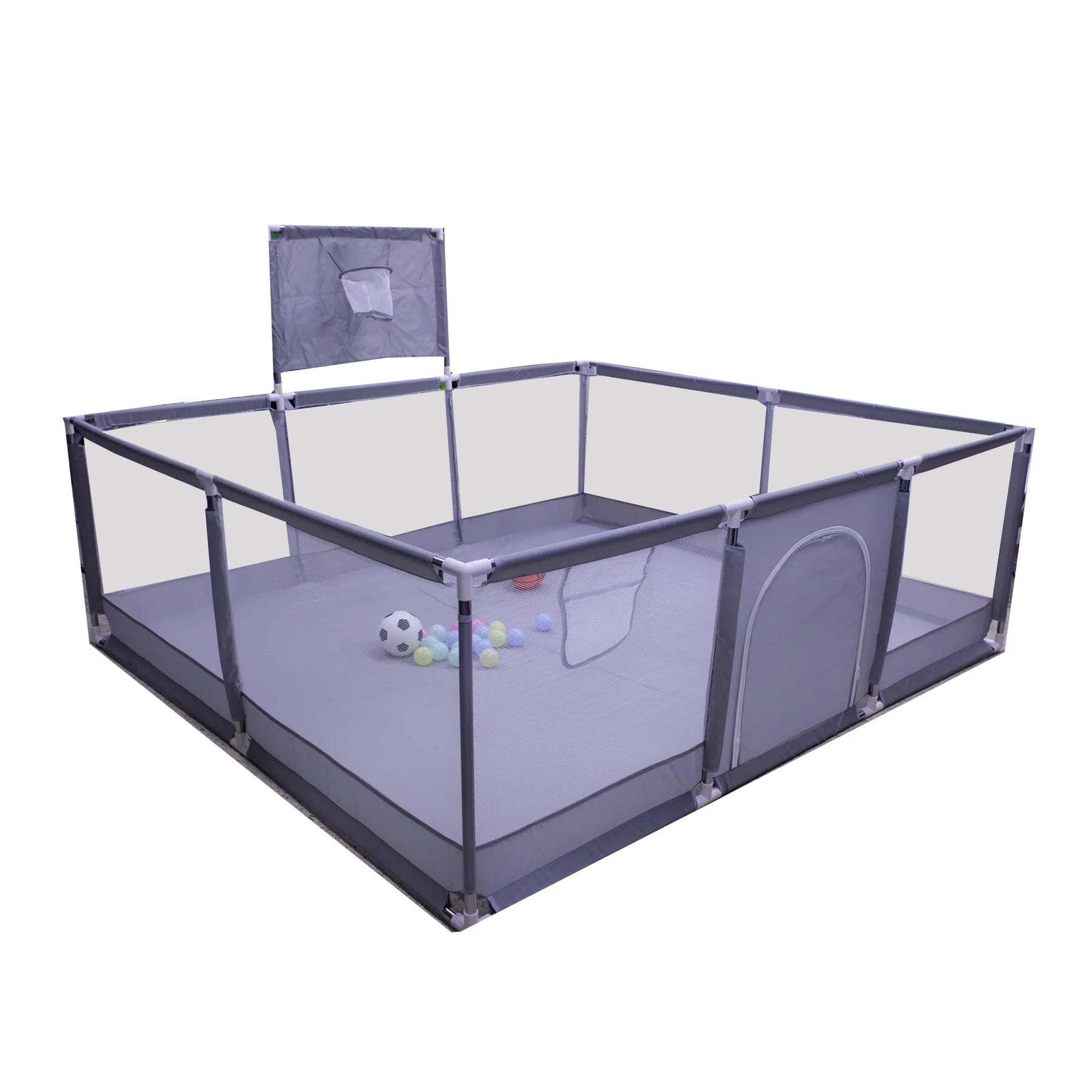 Parque Infantil Grande con Canasta y Pelotas Corral de Juegos para Bebés Portátil Plegable