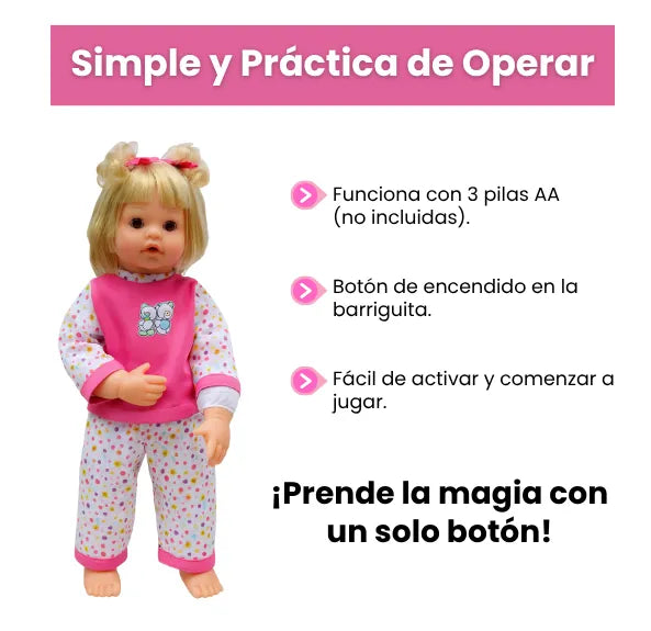 Muñeca 5 Sentidos Interactiva Que Habla Canta y Responde al Tacto 28 Funciones