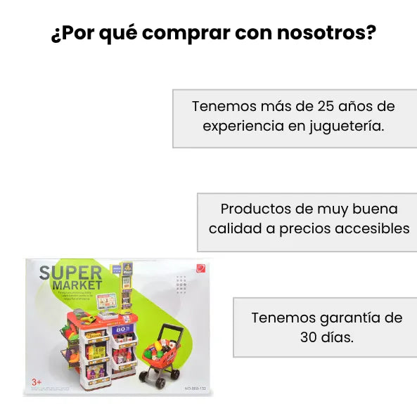 Supermercado Infantil con Carrito y Caja Registradora 60 Piezas Luces y Sonido