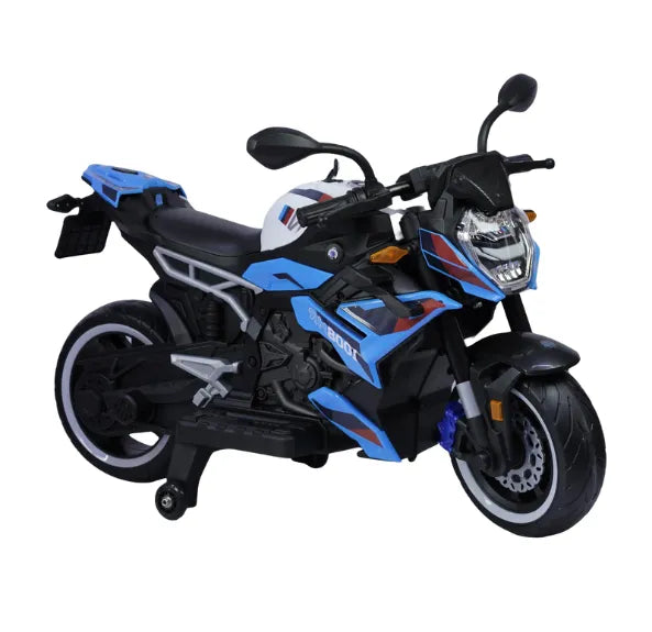 Montable Moto Eléctrica 1008HR Llantas Goma Con Luces LED, Sonido, USB Y Ruedas De Apoyo