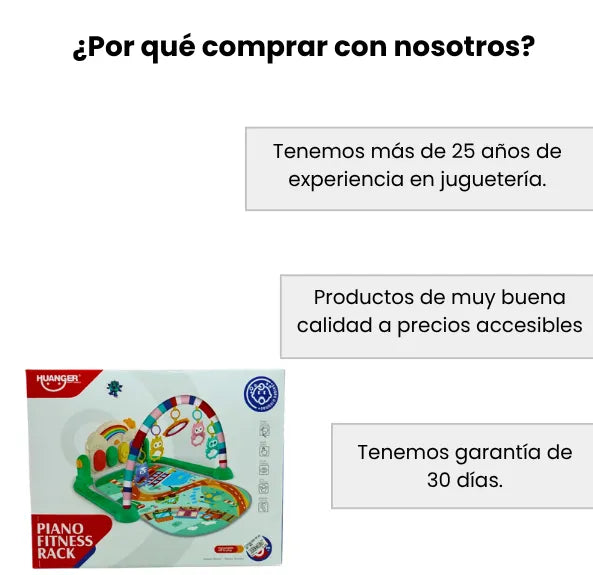 Tapete Gimnasio Musical Pequeño para Bebé con Piano, Sonidos, Luces y Juguetes Colgantes