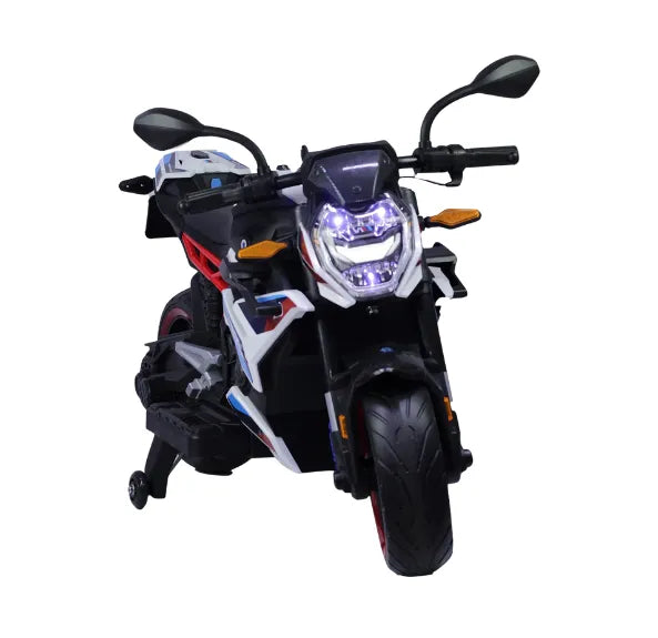 Montable Moto Eléctrica 1008HR Llantas Goma Con Luces LED, Sonido, USB Y Ruedas De Apoyo