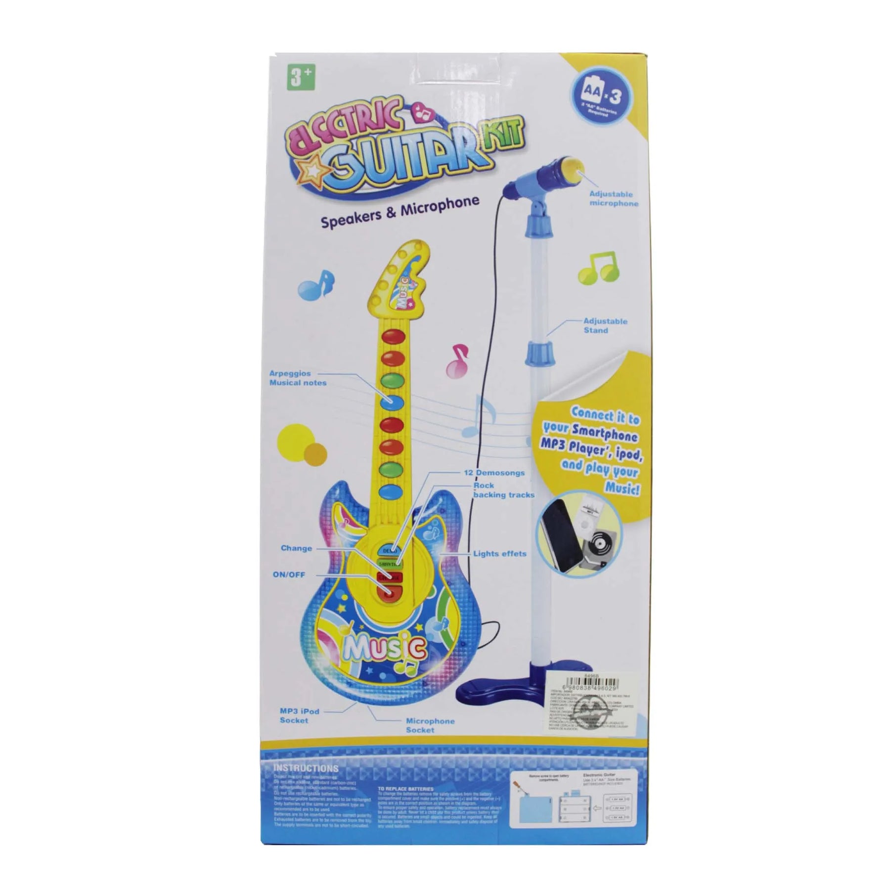 Guitarra Musical Con Microfono Luces Y Sonidos De Juguete Para Niños Y Niñas