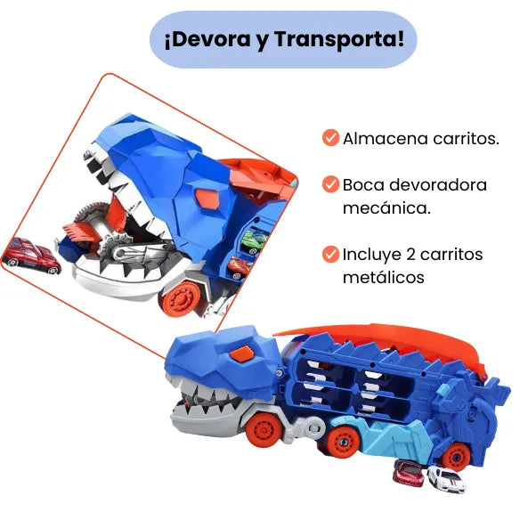 Pista Niñera Dinosaurio Transportadora Transformable 2 en 1 Para Niños