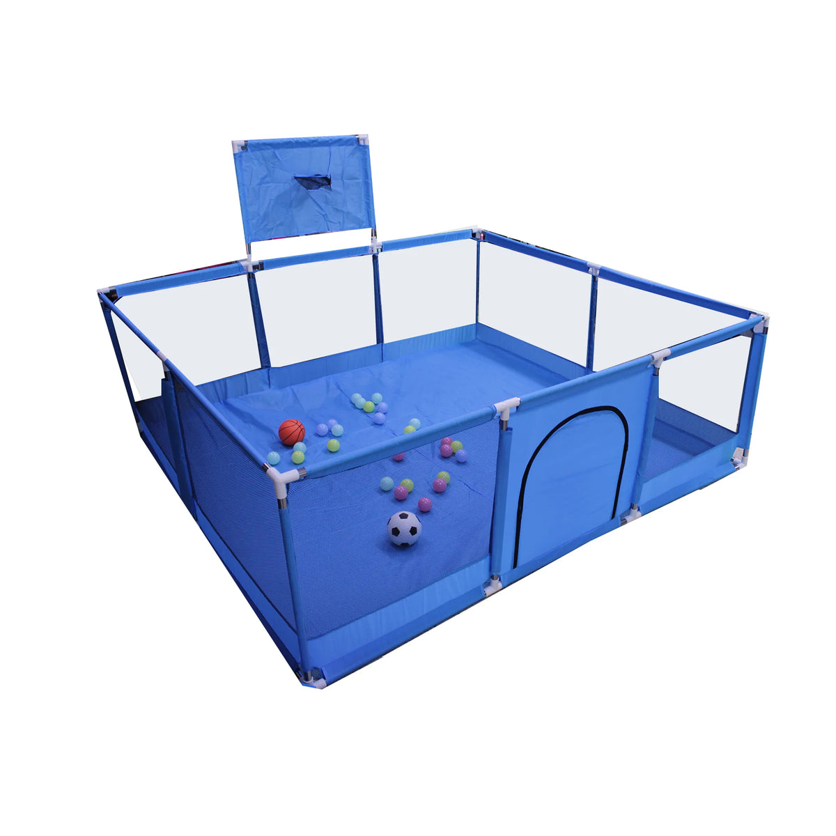 Parque Infantil Grande con Canasta y Pelotas Corral de Juegos para Bebés Portátil Plegable