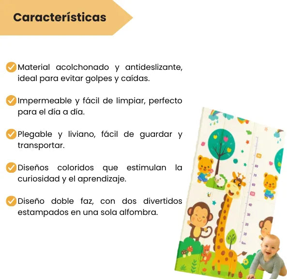 Tapete De Juego Plegable Para Bebé Doble Faz Acolchonado Y Antideslizante