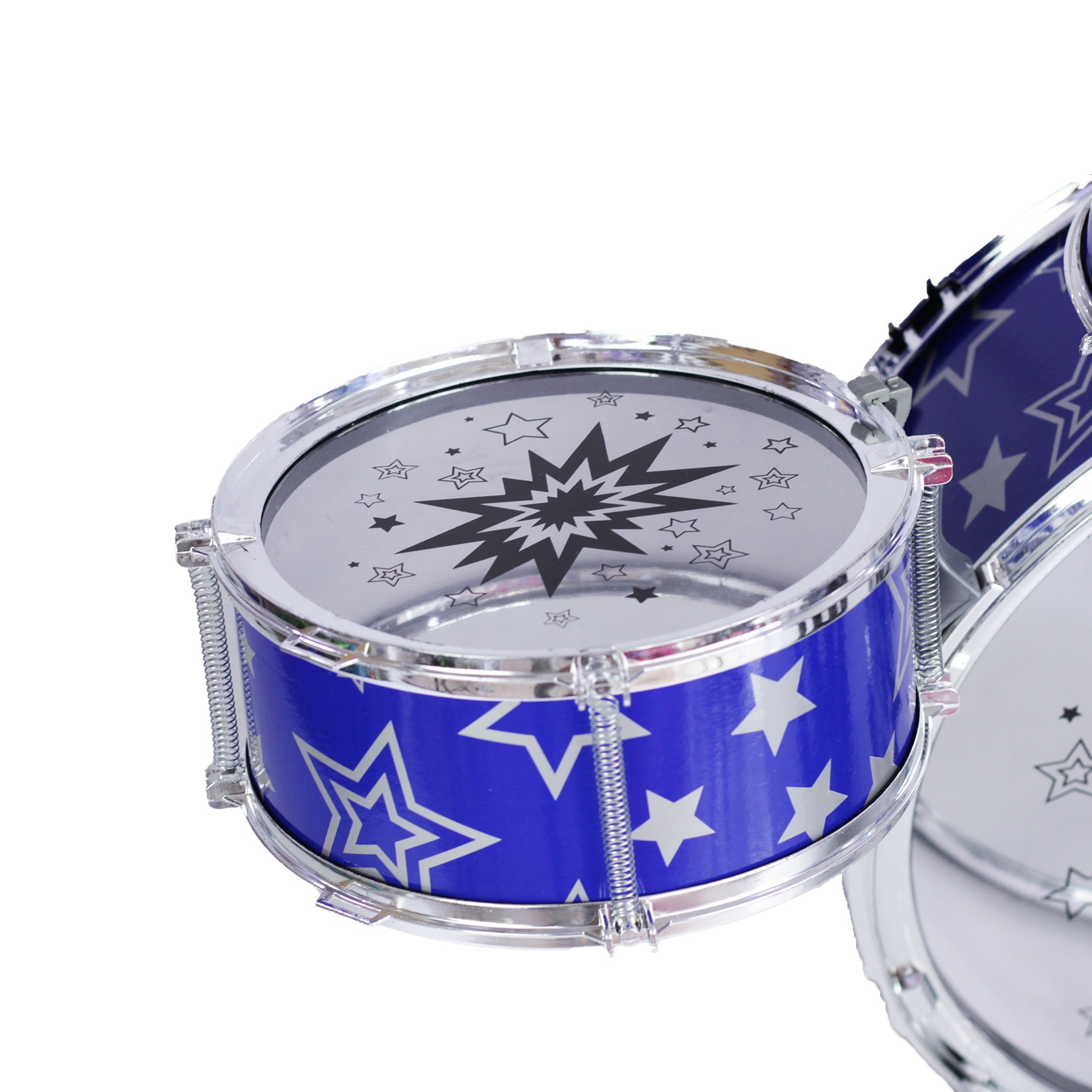 Bateria De Juguete Con Platillo Y Silla Para Niños Color Azul