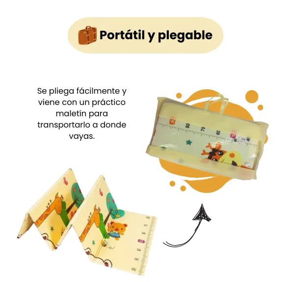 Tapete De Juego Plegable Para Bebé Doble Faz Acolchonado Y Antideslizante
