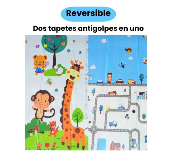 Tapete De Juego Plegable Para Bebé Doble Faz Acolchonado Y Antideslizante