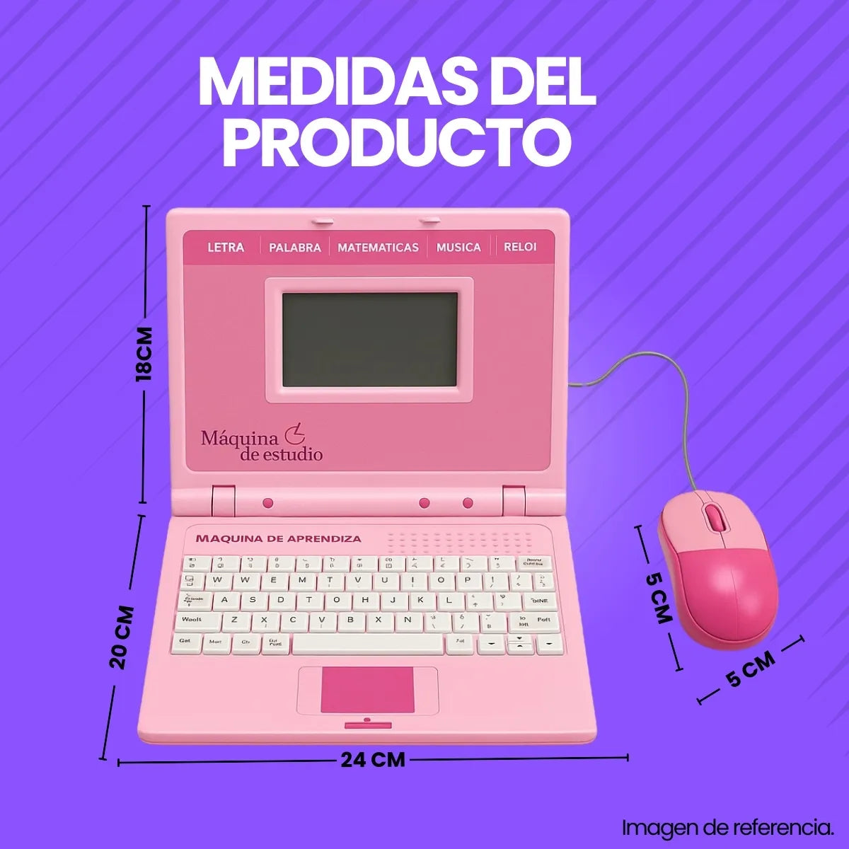 Computador Didactico Juguete Con 130 Funciones De Niña Rosado