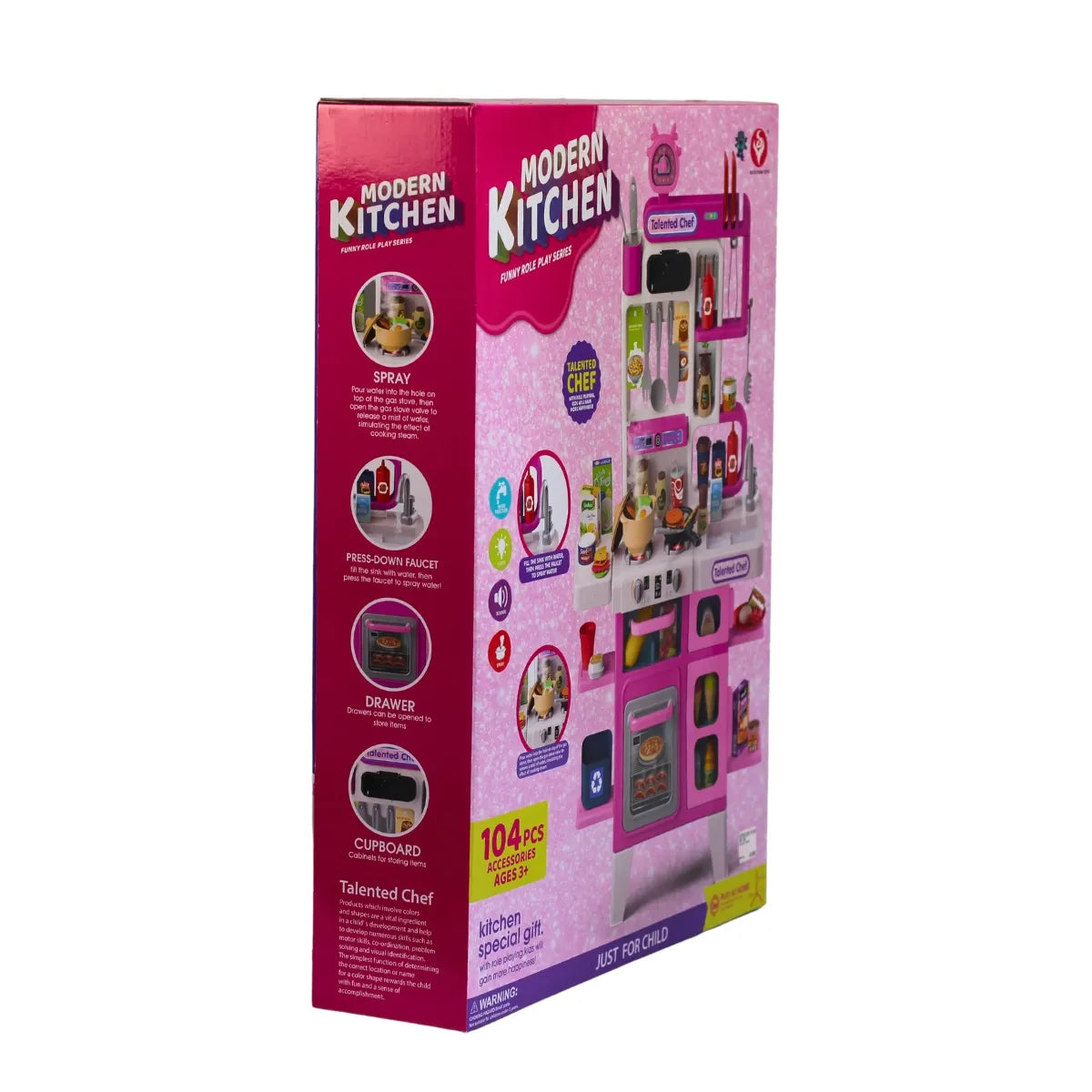 Cocina Infantil De 104 Piezas Realista Con Vapor, Luces Y Sonidos Para Niñas