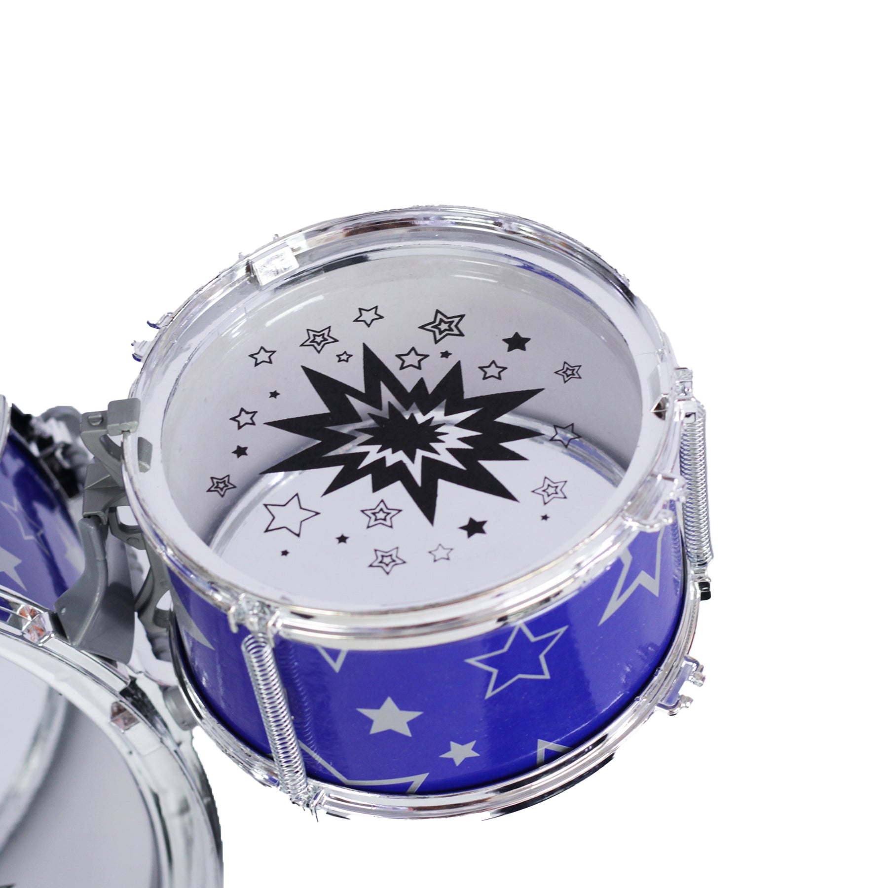 Bateria De Juguete Con Platillo Y Silla Para Niños Color Azul