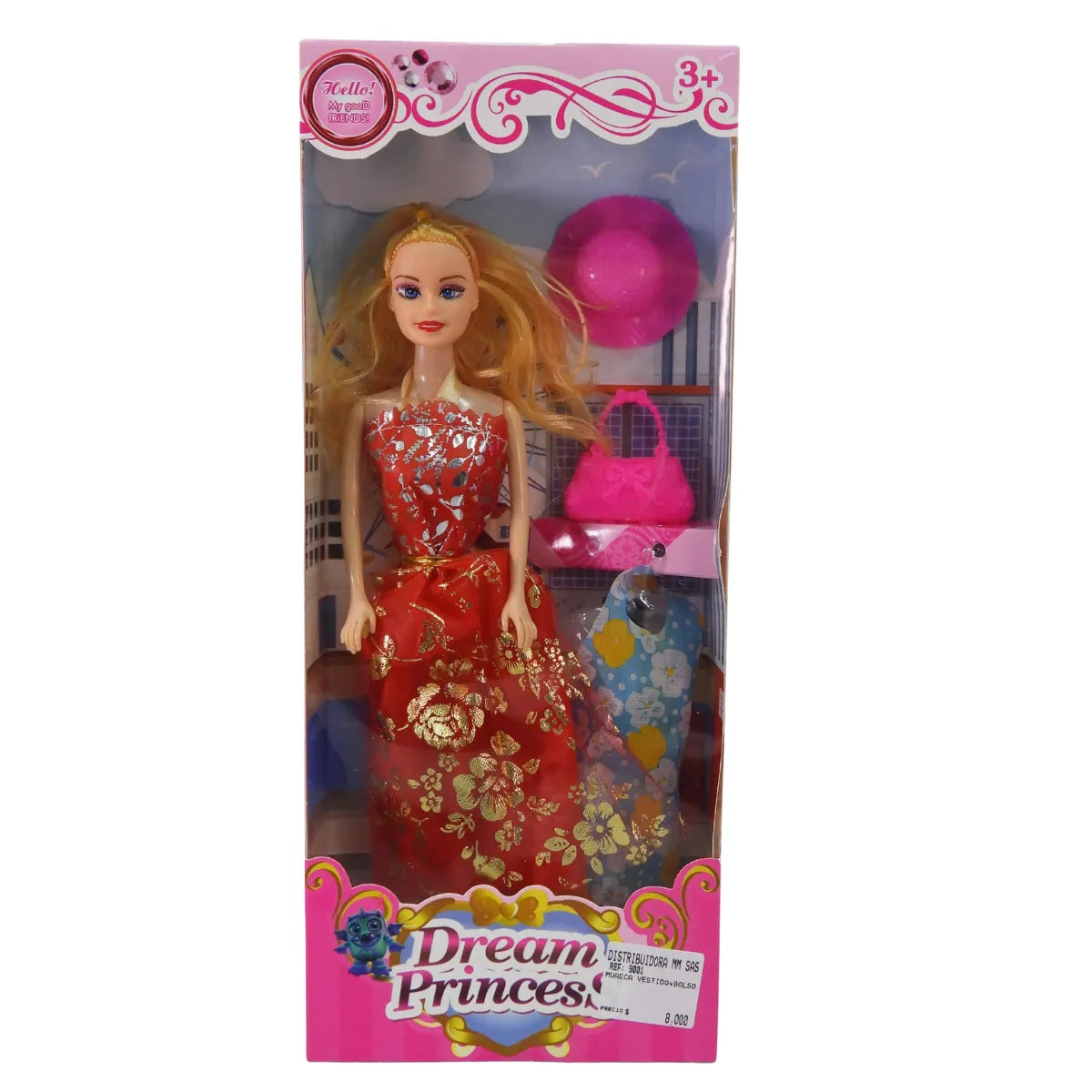 MUÑECA VESTIDO+ BOLSO