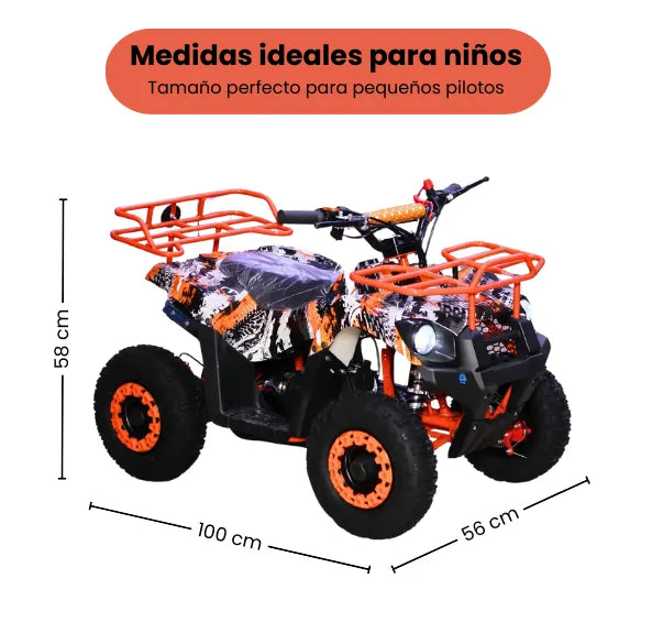 Cuatrimoto Gasolina 49cc Para Niños Y Niñas Llantas 4”, Frenos de Disco y Luces LED
