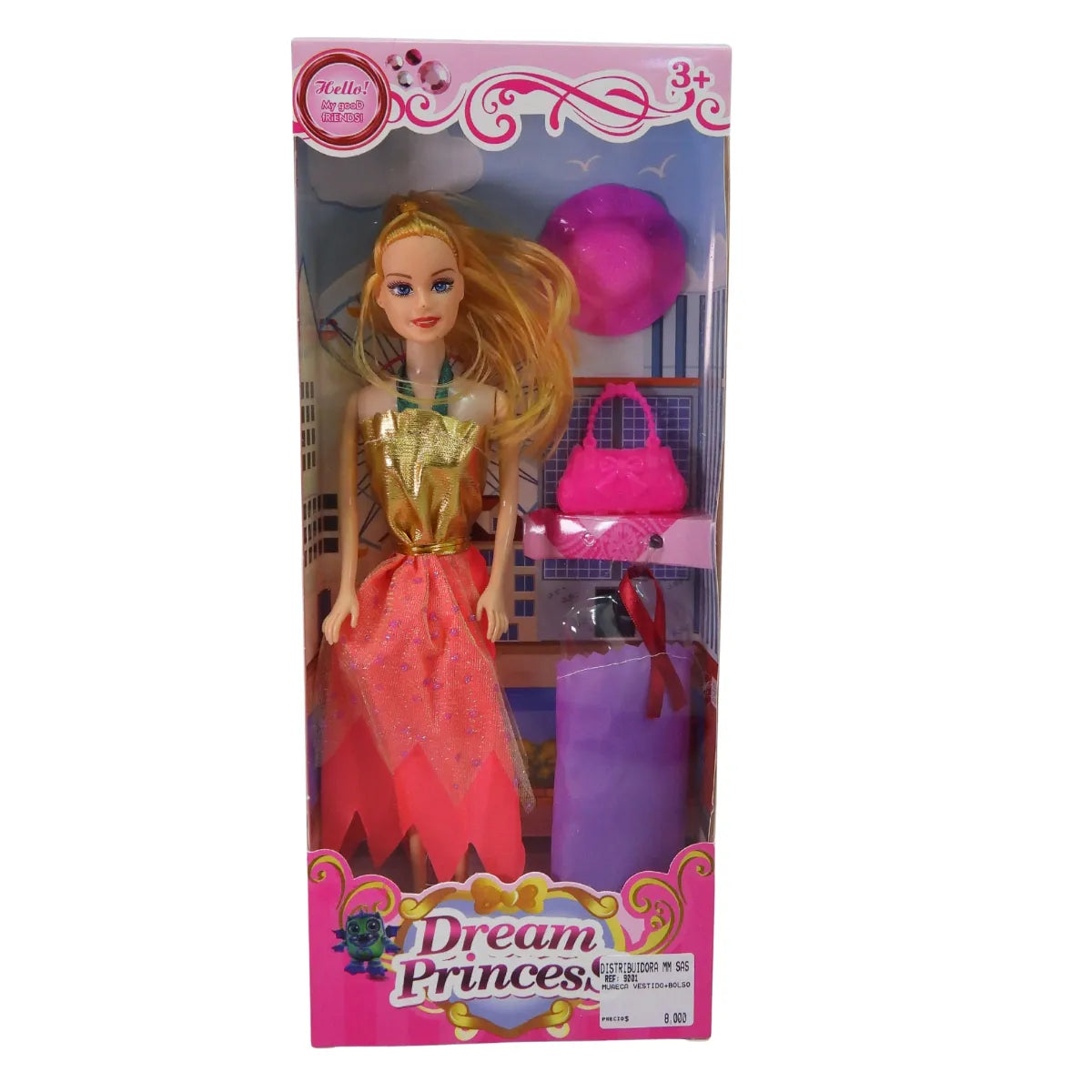 MUÑECA VESTIDO+ BOLSO
