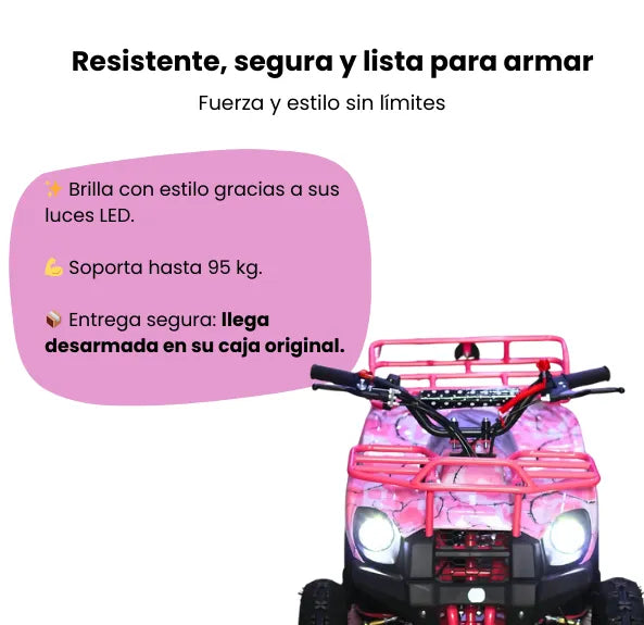 Cuatrimoto Gasolina 49cc Para Niños Y Niñas Llantas 4”, Frenos de Disco y Luces LED