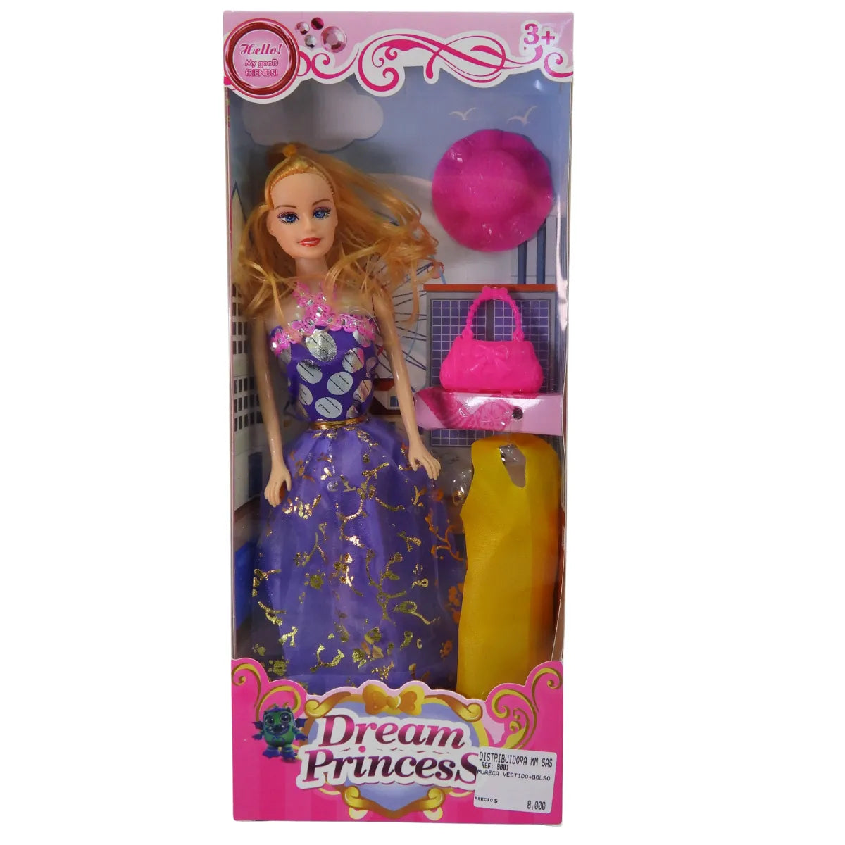 MUÑECA VESTIDO+ BOLSO
