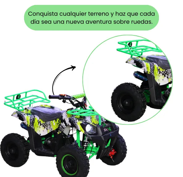 Cuatrimoto Gasolina 49cc Para Niños Y Niñas Llantas 4”, Frenos de Disco y Luces LED
