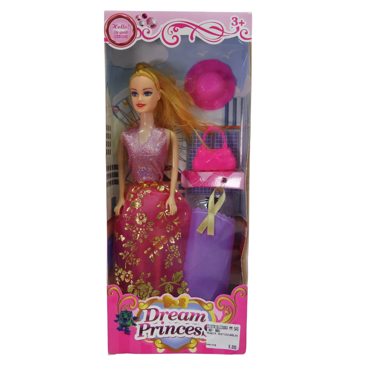 MUÑECA VESTIDO+ BOLSO