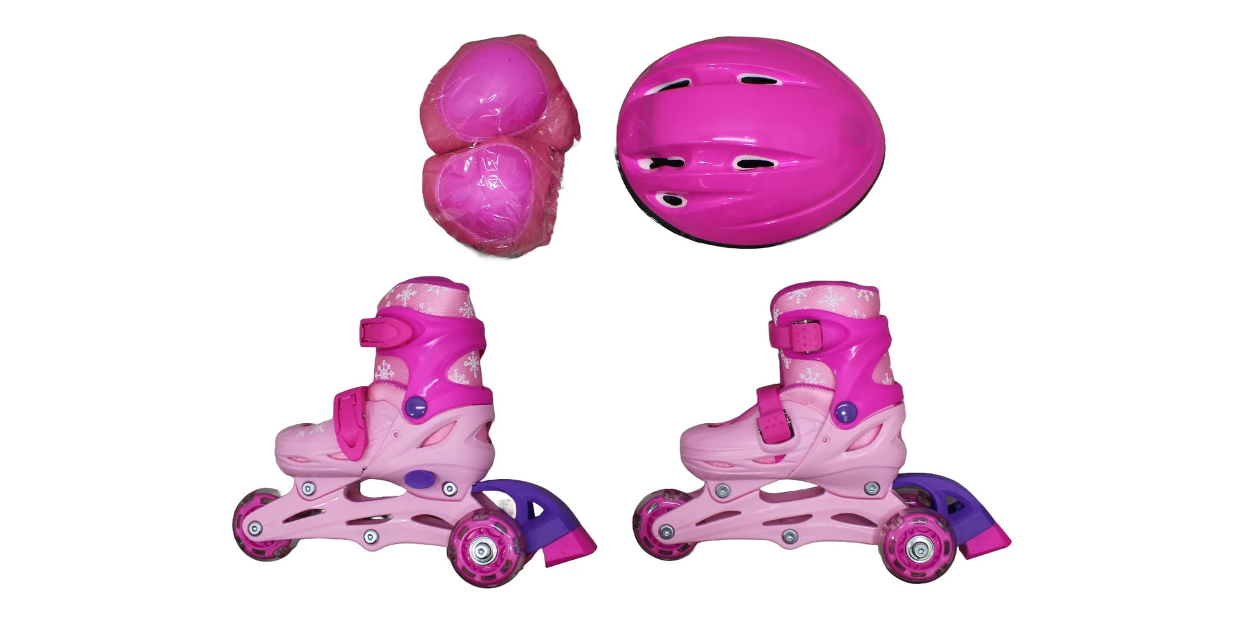 Patines Ajustables Para Niñas Con Kit De Protección 3 Llantas Y Línea