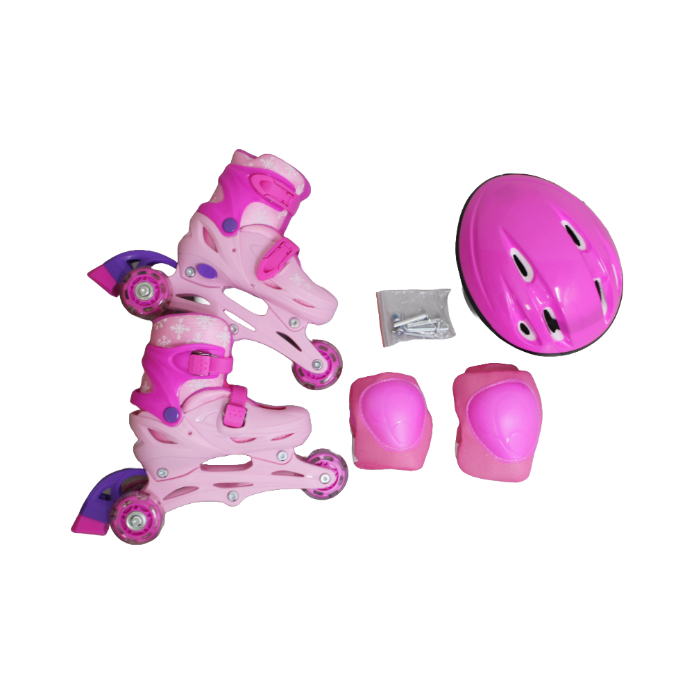 Patines Ajustables Para Niñas Con Kit De Protección 3 Llantas Y Línea