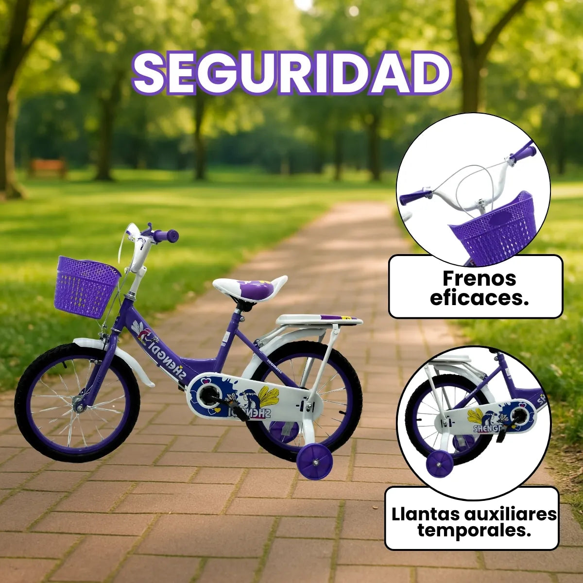 Bicicleta Infantil Rin 16 Para Niña Con Llantas Auxiliares