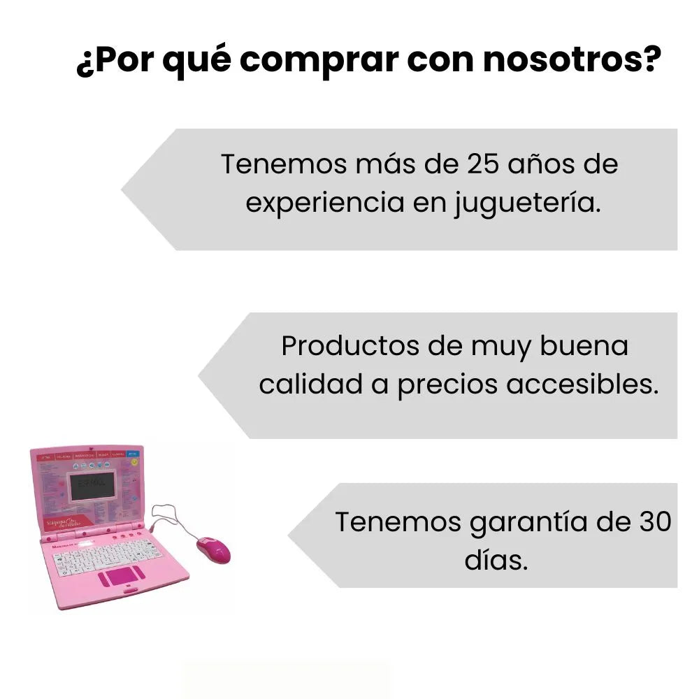 Computador Didactico Juguete Con 130 Funciones De Niña Rosado
