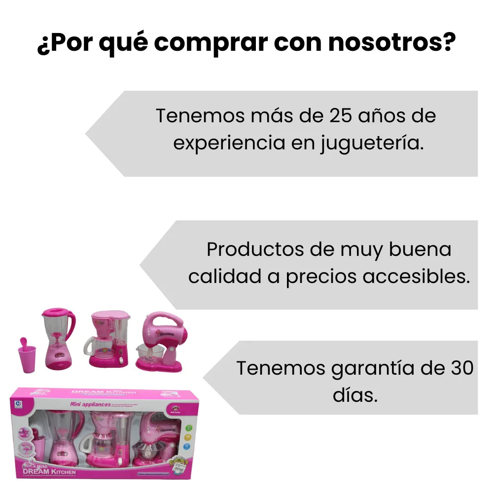 Set De Cocina Juguete Para Niñas Con Cafetera Licuadora Y Batidora