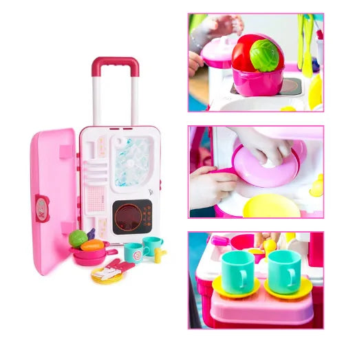 Cocina Rodachines Con Accesorios Para Niña