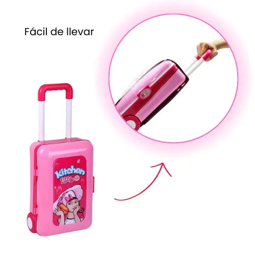 Cocina Rodachines Con Accesorios Para Niña