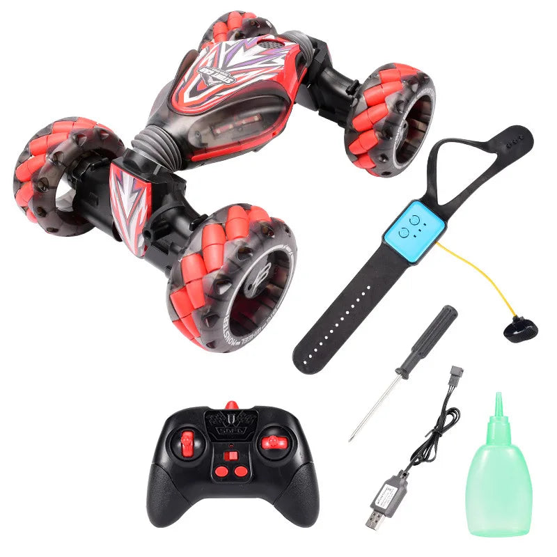 Carro RC Reloj 360° Todoterreno con Efecto Humo, Control Remoto Y Pulsera por Gestos