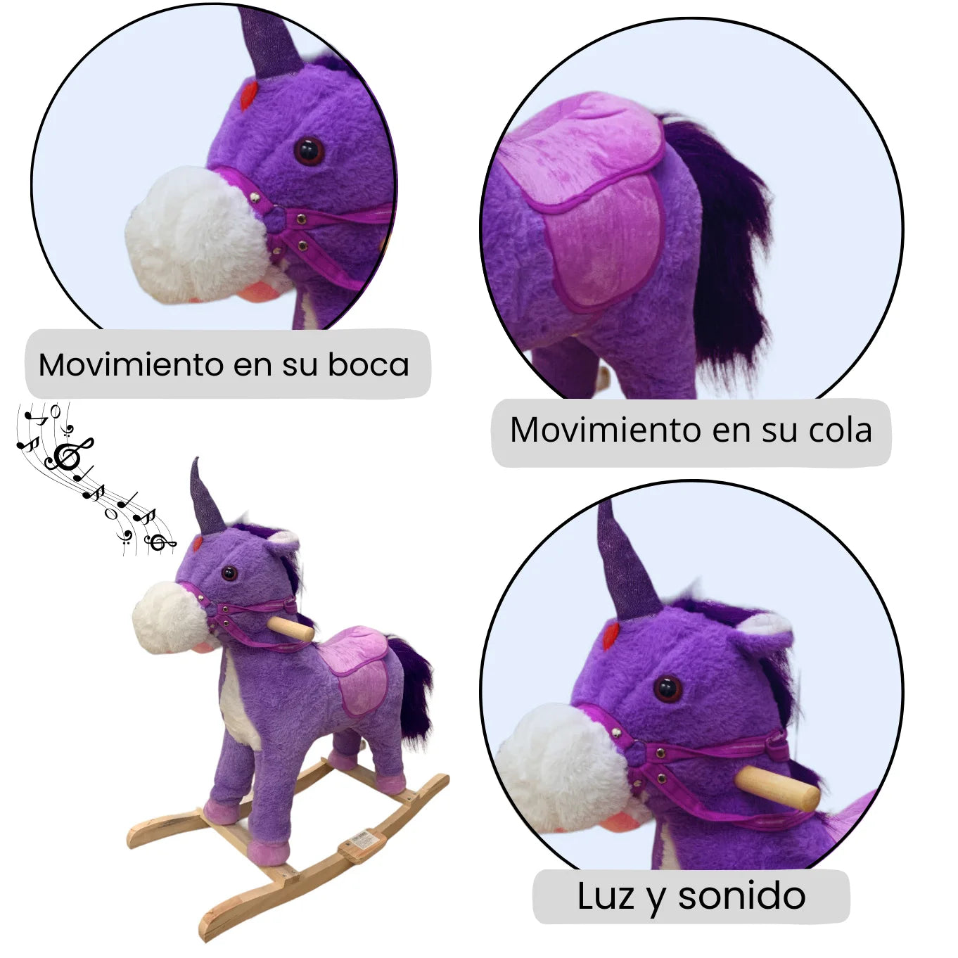 Caballo Balancín Montable Para Niña Con Luces Sonidos Y Movimientos